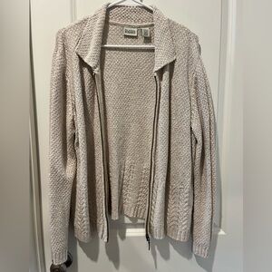 Vintage cream knit zip sweater